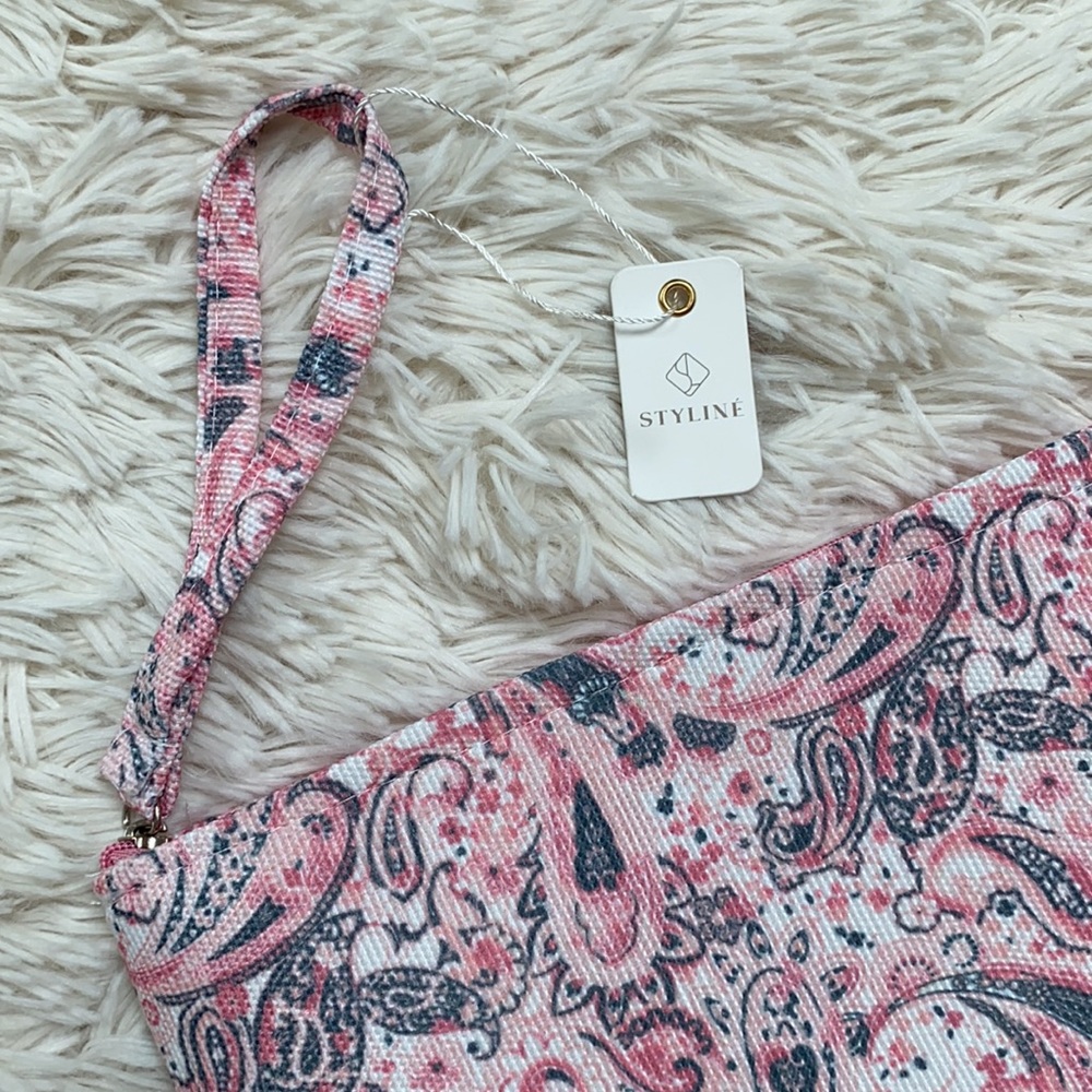 🎉2X HP🎉 Styliné Paisley Clutch Wristlet 💗 Pink & Gray - Picture 3 of 16